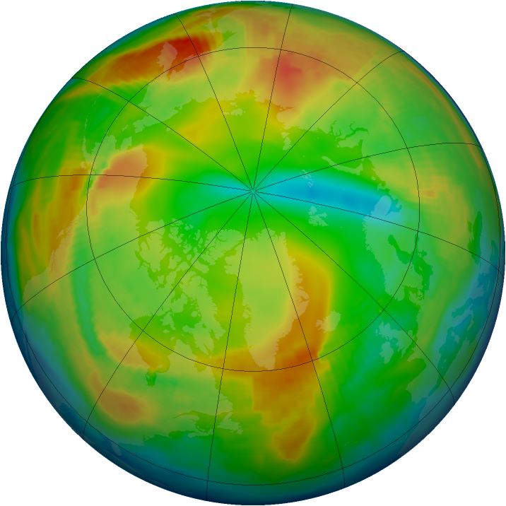 Arctic ozone map for 25 January 1997